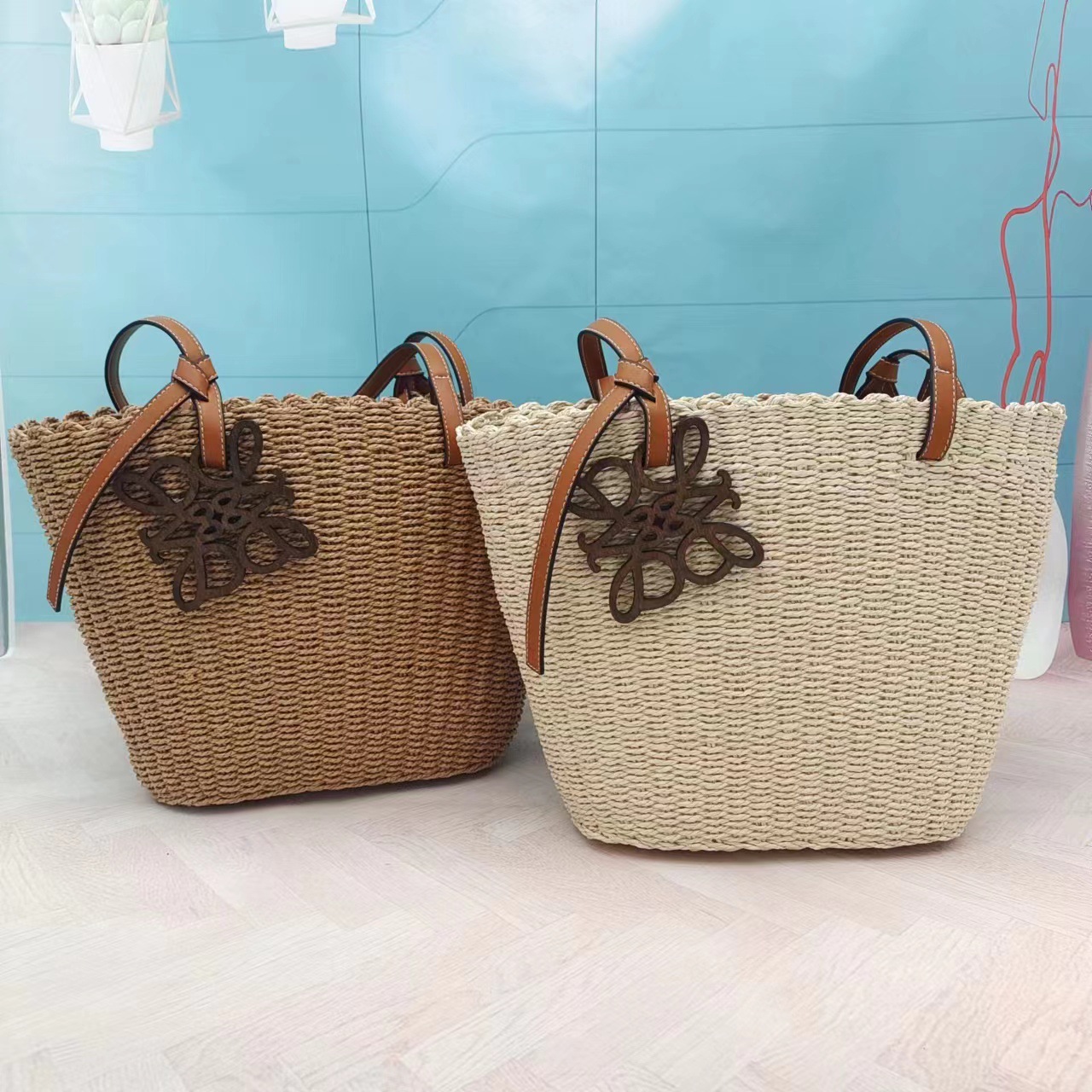 Free shipping new handmade woven grass woven bag one shoulder handbag large capacity fresh and sweet paper rope bag
