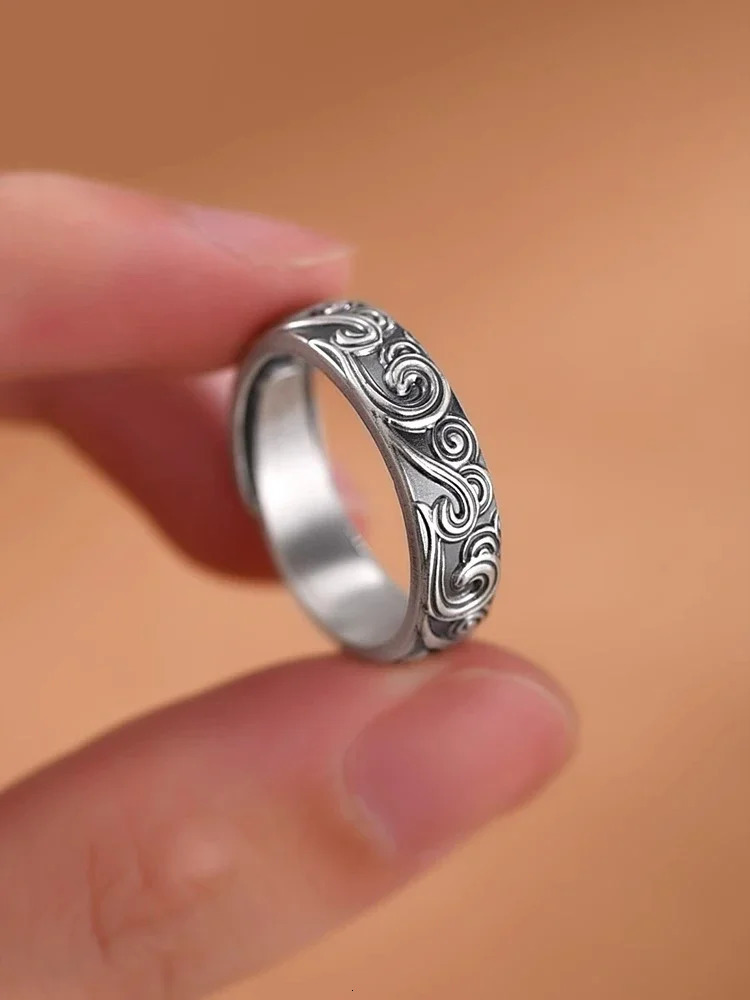 Silver Color Xiangyun Retro Ring for Mens Style Girls Ethnic Style High-end Fashion Jewelry Accessories 250723