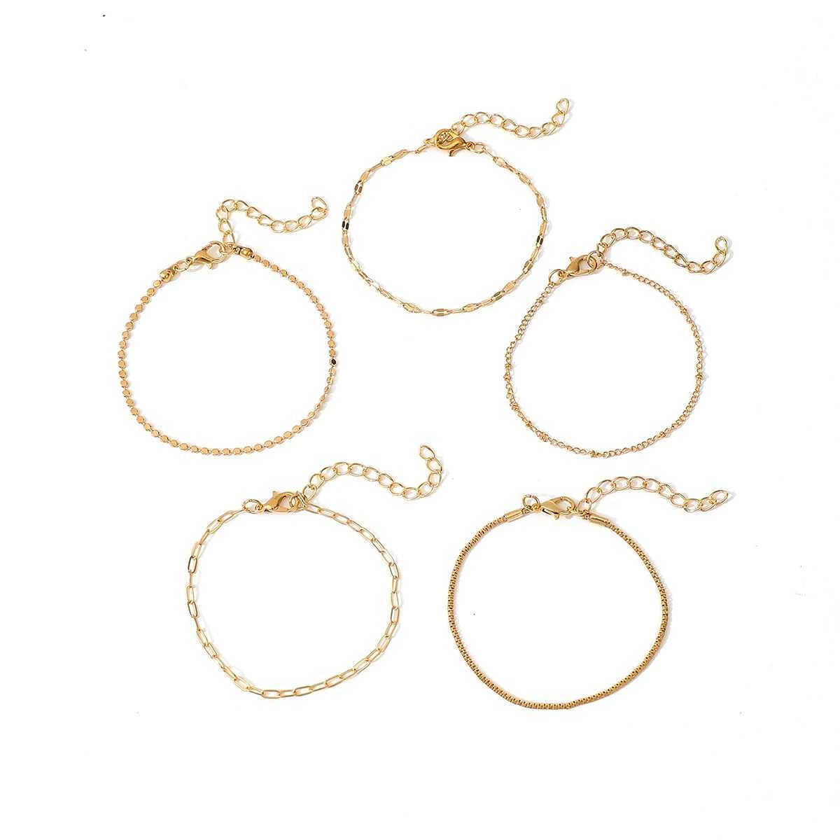 5pcs/Set Fashionable Womens Chain Bracelet Set Jewelry Accessories W250728