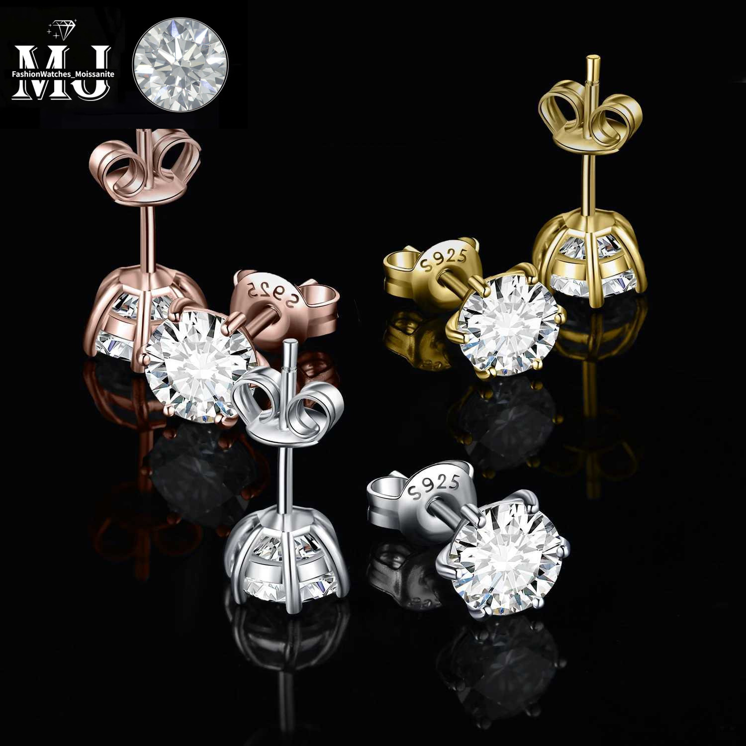 Stud JewelryPalace Moissanite D Color Total 0.6ct 1ct 2ct 3ct 4ct 6ct S Sterg Sier Earrings Q240517