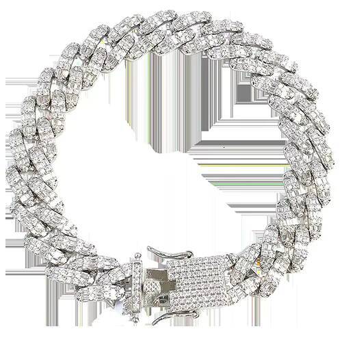 Unisex High Quality 925 Sterling Silver Cuban Chain Bracelets Fine Link Chain Jewelry Zircon Inlay Hip Hop Style Gold Plated