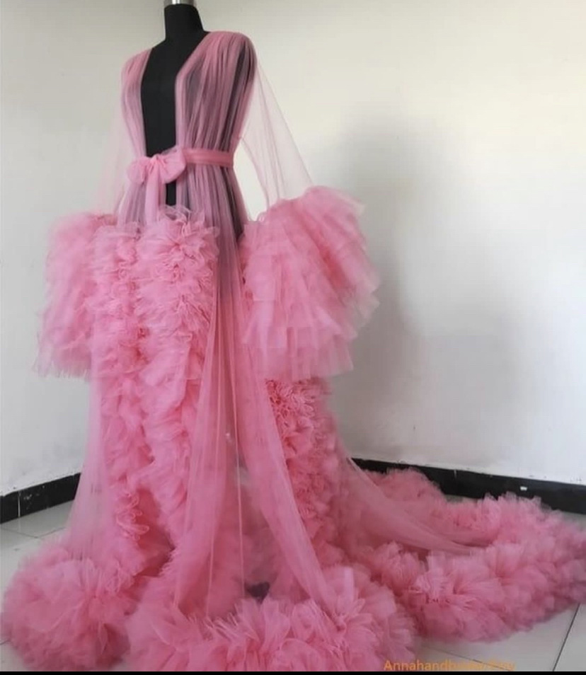 Lightweight Mesh Maternity Dress Long Gown for Photoshoot Studio Wear Sexy Morning Robe Catwalk Support