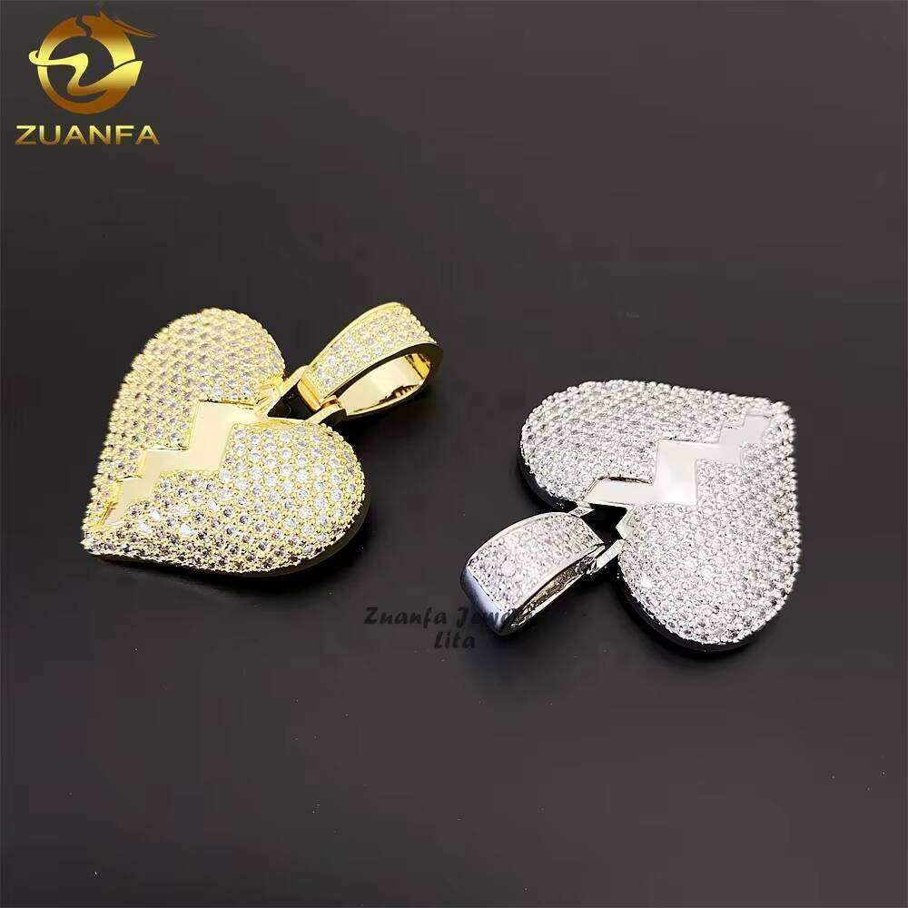 High Quality fashion vvs Silica Sier Broken Heart Men's Pendant
