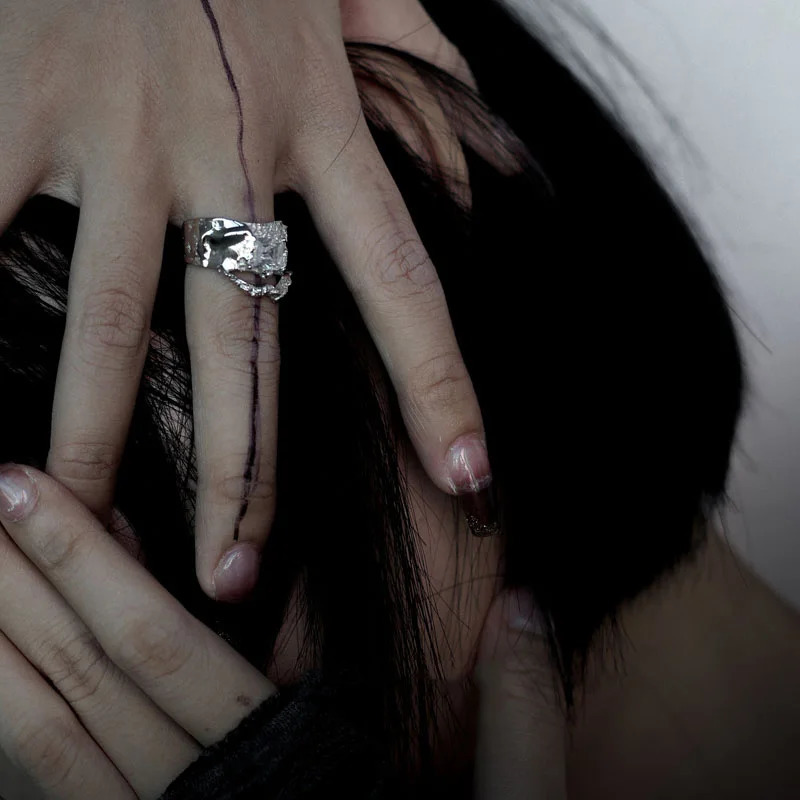 F.I.N.S Punk S925 Sterling Silver Zircon Ring Wide Open Resizable Index Mid Finger Wedding Party Fine Jewelry Gift 250723