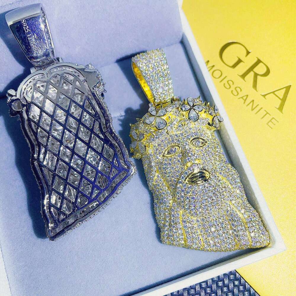 Ice Out Jewelry Sier Mens Vvs Dia Head Moissanite Hip Hop Jesus Pendant