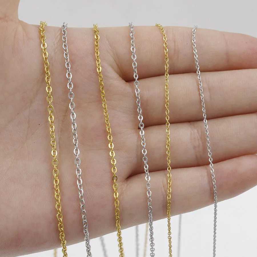 5Pcs/lot Stainless Steel 1 1.5 2mm Link Chains Necklaces Cuban Cross Chains Accessories for DIY Gifts Jewelry Making WholesaleXJ250708