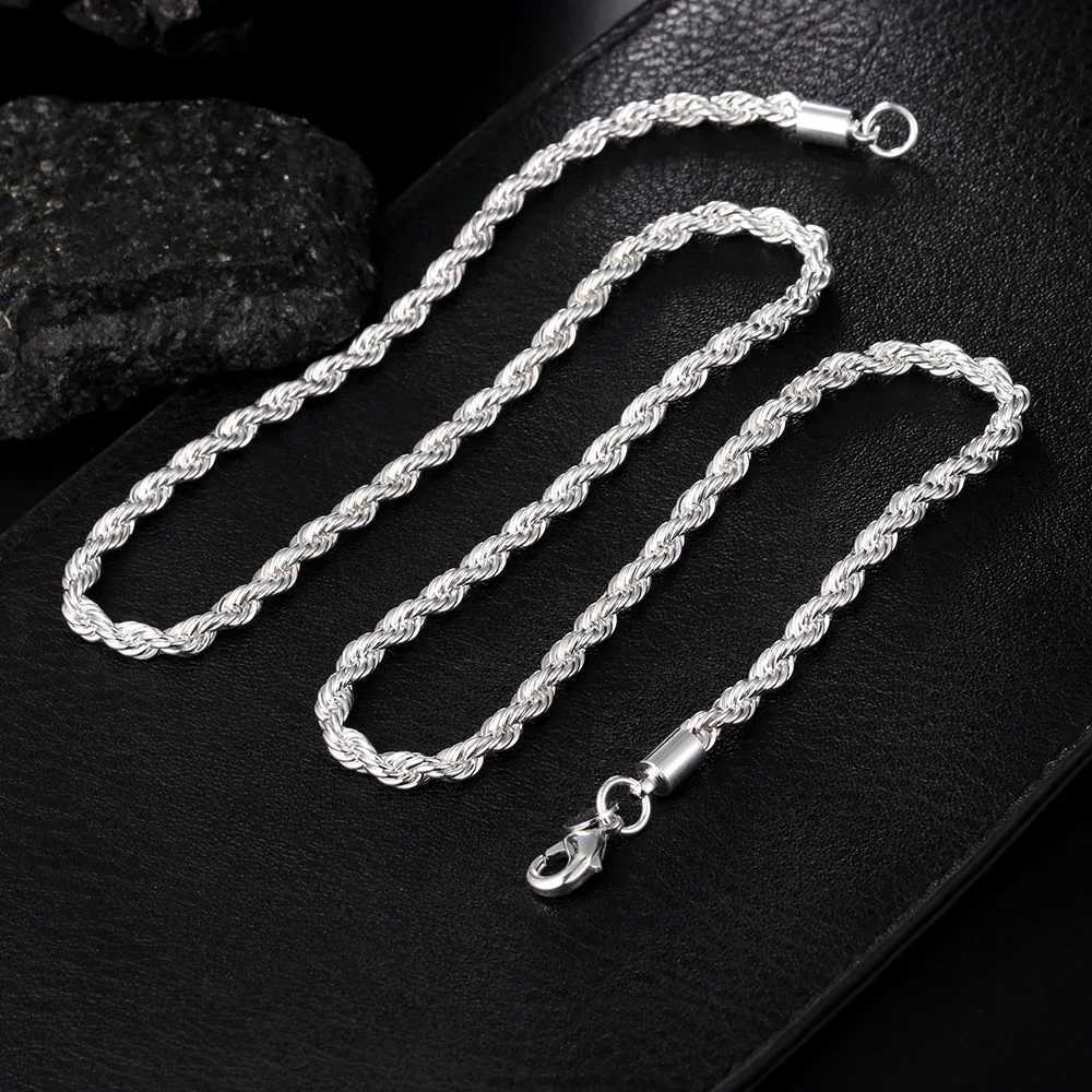 Hot Charms Fine 4MM Rope Chain 925 Sterling Silver Necklaces for Women Men Classic Fashion Jewelry Wedding Party Holiday Gifts XJ250708