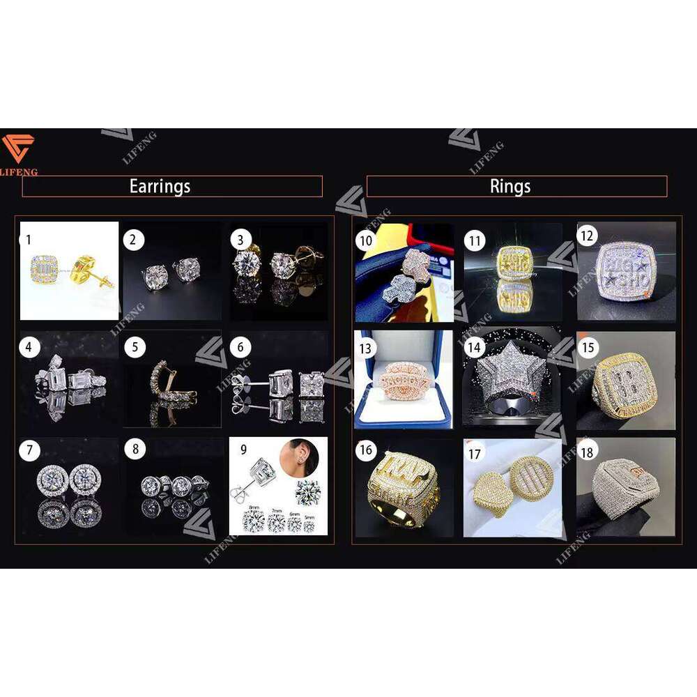 Trendy Sterling Sier Earrings With D VVS Moissanite & 1CT Dia Gold Plated Fashion Jewelry for Women Weddings Parties