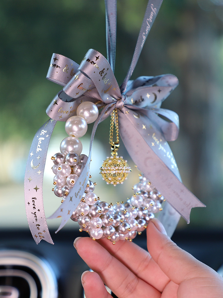 Car Hanging Ornament 2025 High-End Pearl Car Interior Rearview Mirror Pendant Aromatherapy Car Decoration Gift for Women 250728