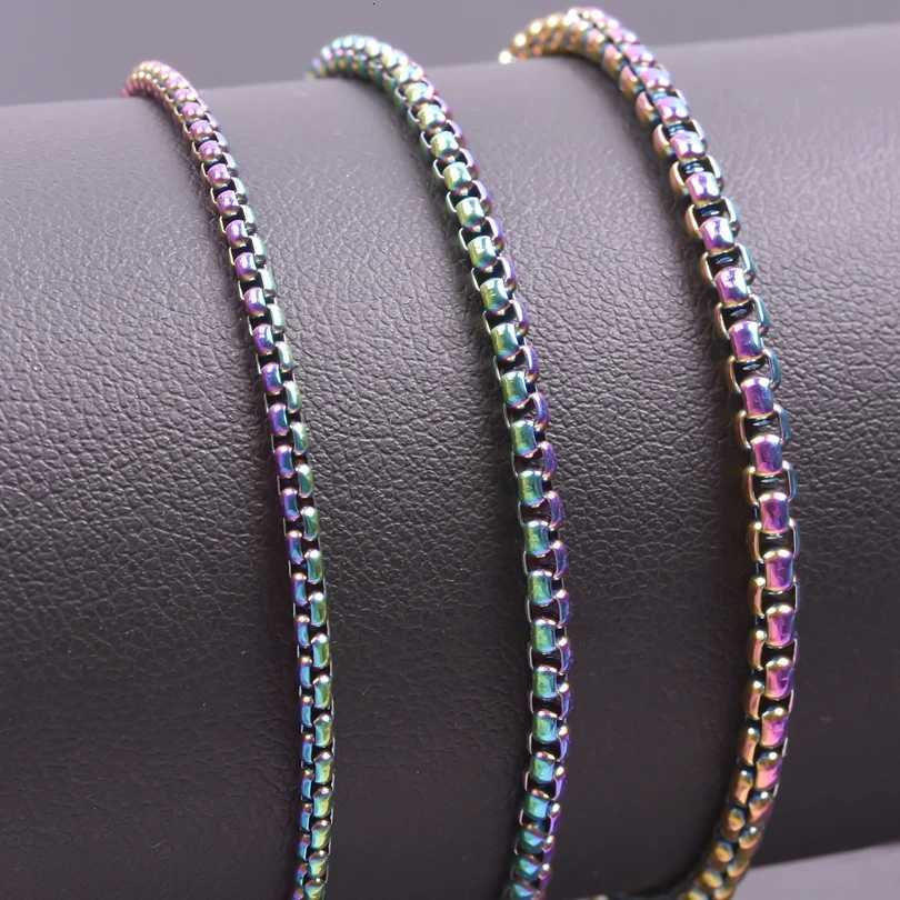 2mm/2.5mm/3mm Width Colored Vintage Stainless Steel Necklace Bracelets Chain DIY Jewelry Making Choker Necklaces For Women Men XJ250708