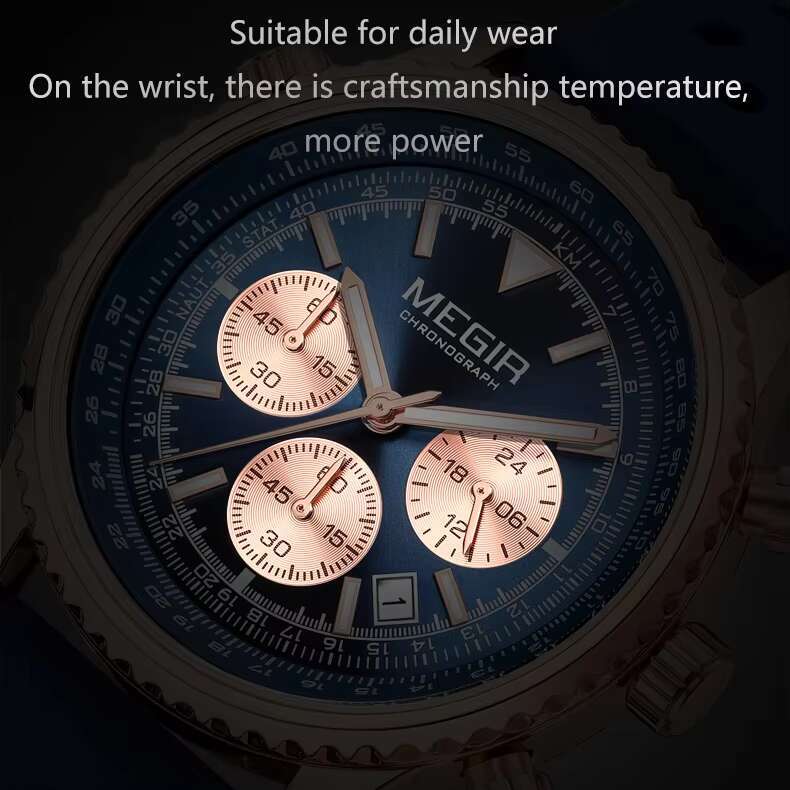 DHgargets MEGIR 2236 Men's Ultra-Thin Business Watch - 43.5mm Silicone Strap, Waterproof 30M, Luminous, Chronograph, Date