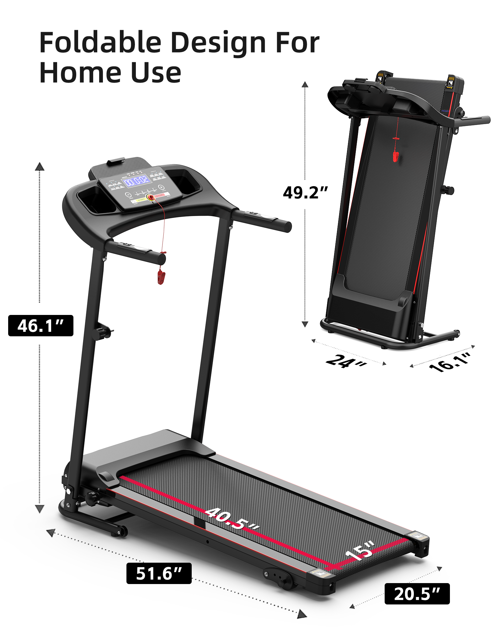 Compact Foldable Treadmill for Home Fitness - Durable & Space-Saving Design