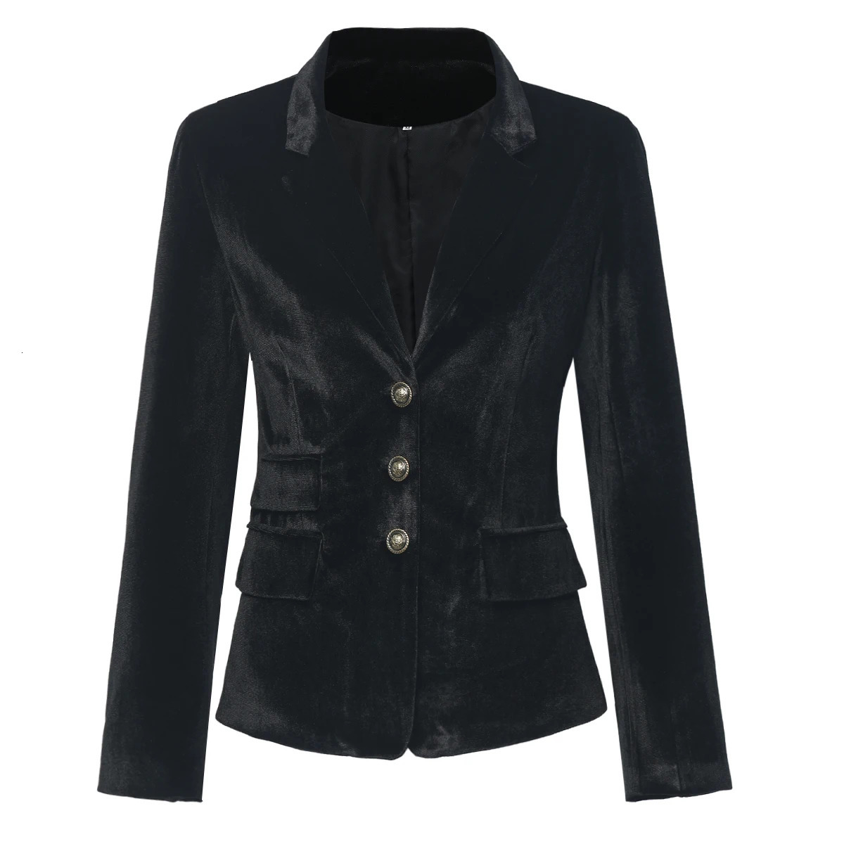 Women Vintage Blazer Jacket VNeck Work Office Suit Slim Fit Slit Long Sleeves Dressy Coat 250728