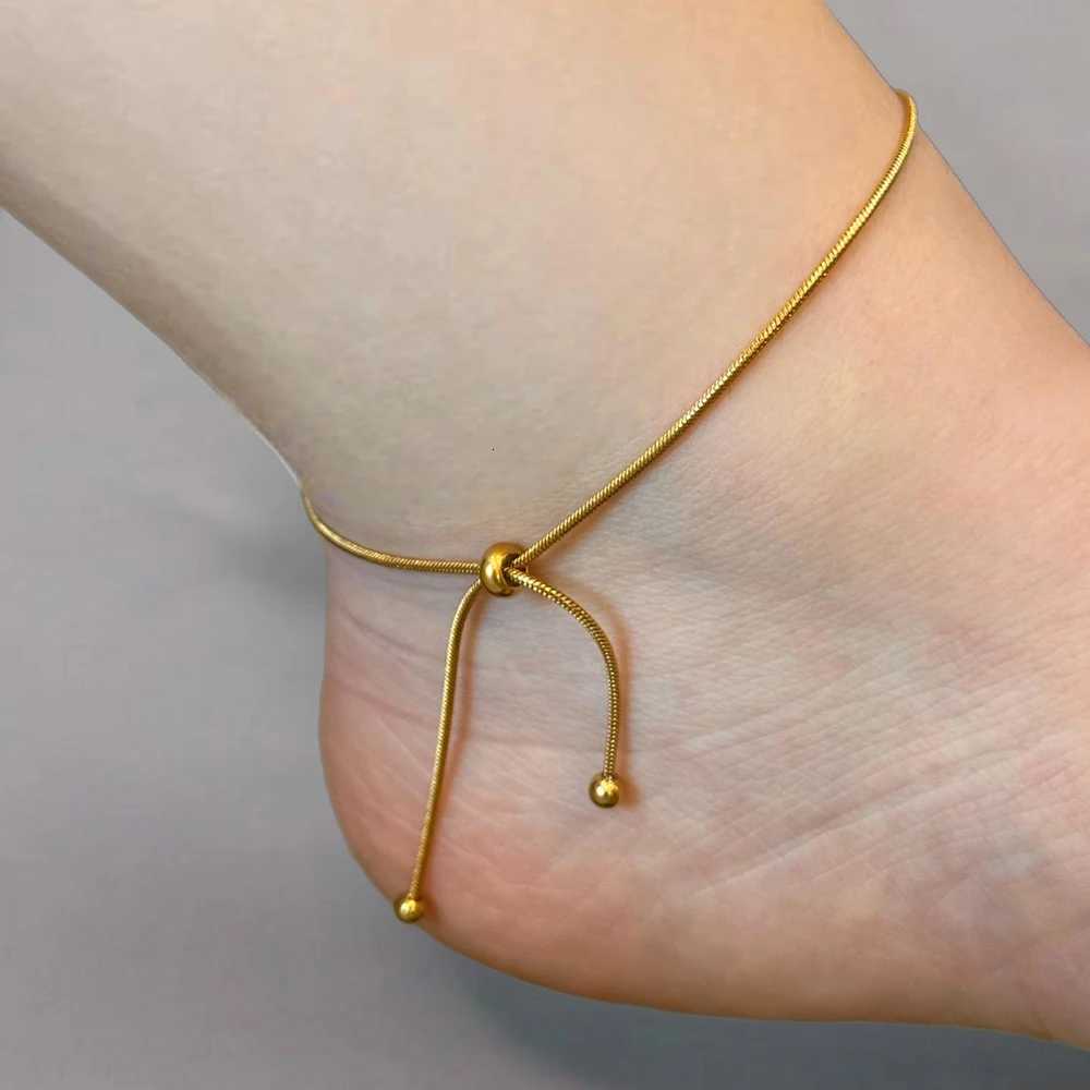 Adjustable Round Snake Chain Bracelet Stainless Steel Gold Plated Pull Bracelets for Women Girls Gifts Wholesale 2025 W250728