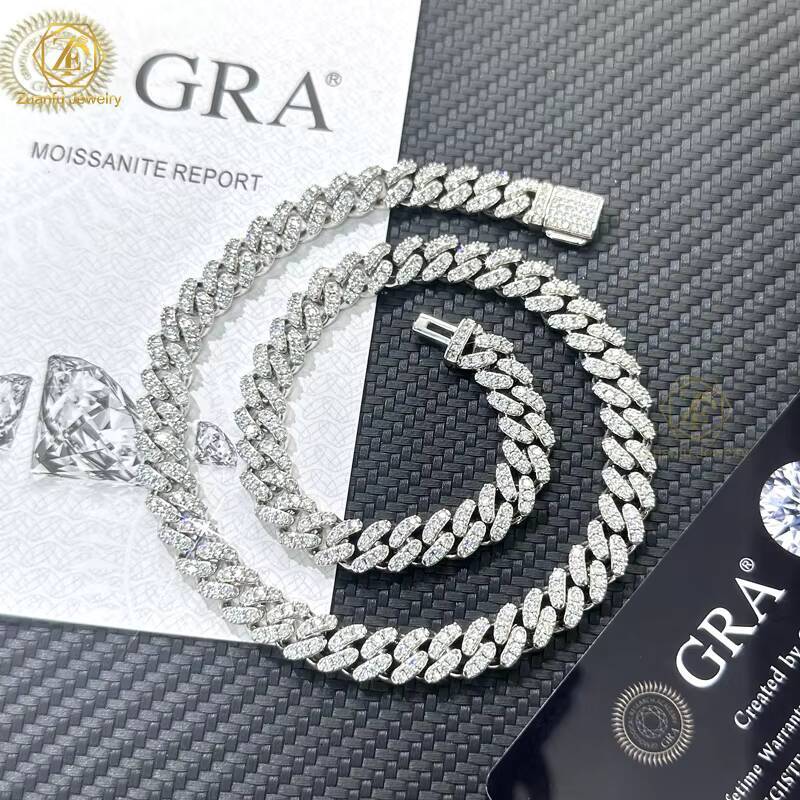 Mens Cuban Link Chain 6mm 1rows Miami Iced Out Moissanite Cuban Chain 925 Silver Jewelry Sterling Moissanite Cuban Chain