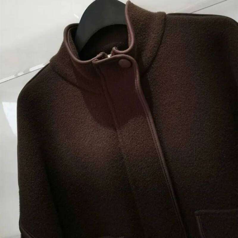 Korean Trendy Zipper Brown Jacket Men Women Thickened Loose Style 2023 Autumn Winter Casual Stand-up Collar Top Urban
