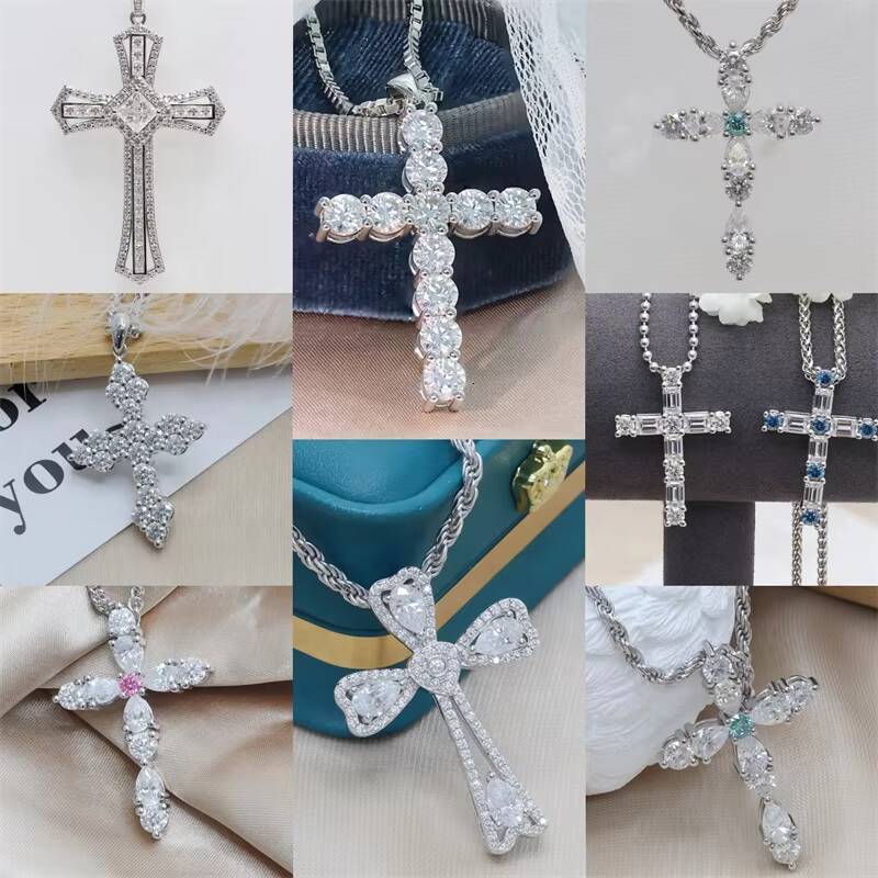 Custom Fine Jewelry Hiphop Sparkling Hand Shape Moissanite Pendant Necklace Sterling Silver925 Iced Out Moissanite Cuban Chain