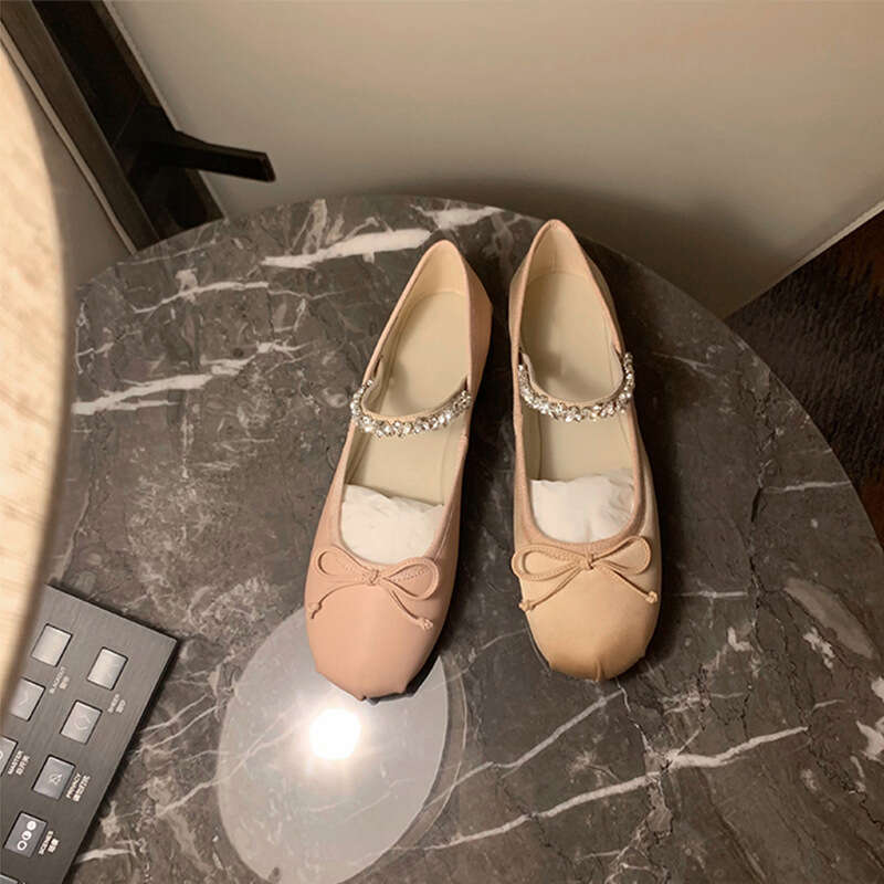 Designer Studiolee Fairy Style Rhinestone Strap French New Bowknot Single Round Toe Ballet Mary Jane Shoes