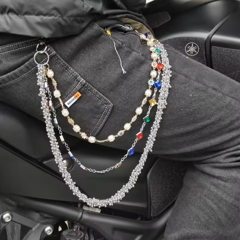 Delicate Color Rhinestone Three Layers Pearl Pants Chain Fashion Icon Ones Waist Accessories Minimalism Hip Hop Jewelry 250122