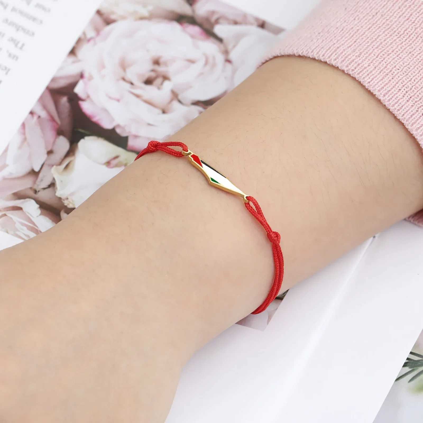 Enamel Palestine Map Charm Bracelets for Women Men Stainless Steel Gold Color Hand Bracelet Country Geography Jewelry Wholesale W250728