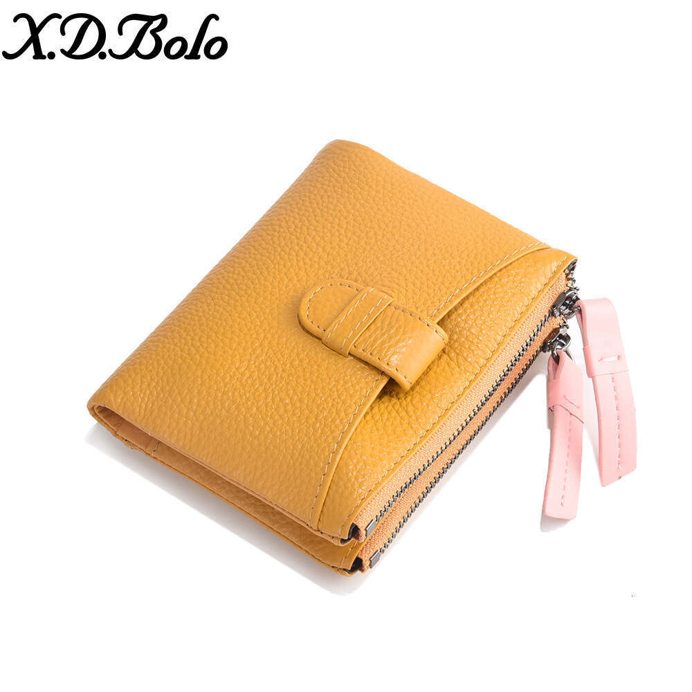 Short for Women Fashion New Top Layer Cowhide Card Holder Zipper Ladies Wallet designer wallet B5 B5