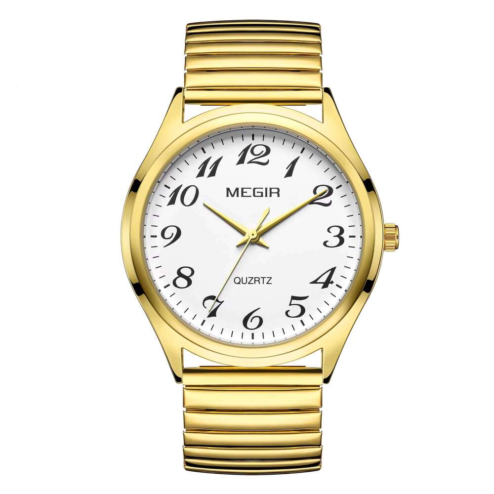 DHwatches MEGIR 1088 Senior Watch - Large Dial Easy-Read Watch for Elderly, Stainless Steel Band, Quartz Movement, 30M Waterproof