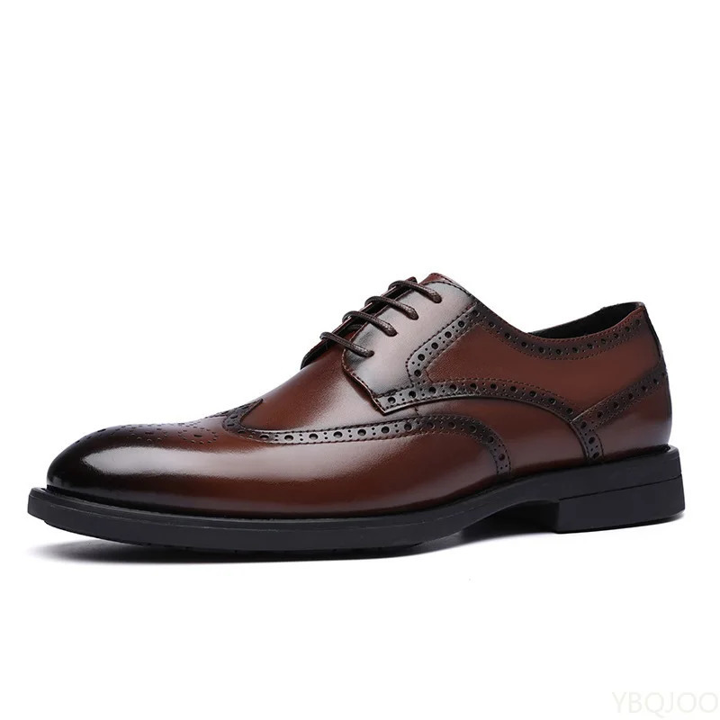 2025 Handcrafted Mens Oxford Shoes Business Formal Classic Shoes Man Genuine Calfskin Leather Brogue Dress Shoes Homme 250723