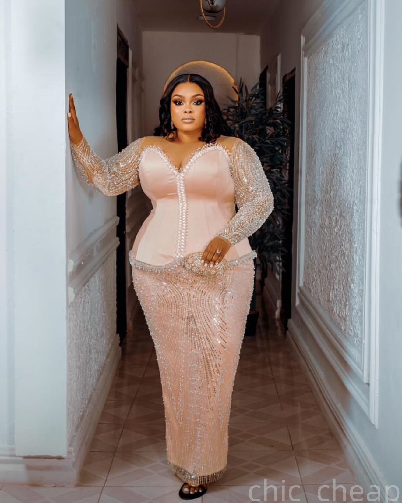 Sheath Champagne Prom Dresses 2025 Beaded Crystals Sequined Stylish Evening Formal Party Second Birthday Engagement Gowns Plus Size Dress For Special 