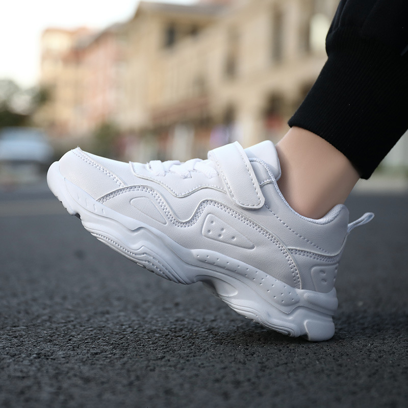 School White Children's Leather Sneakers Sports Games Dance Pure Black Boys' Shoes