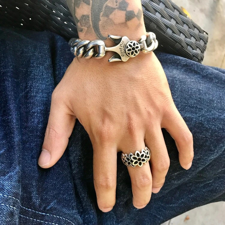 Six-character Mens Bracelet Mantra Cherry Blossom Vajra Domineering Personality Trendy Retro Lucky Jewelry 250725
