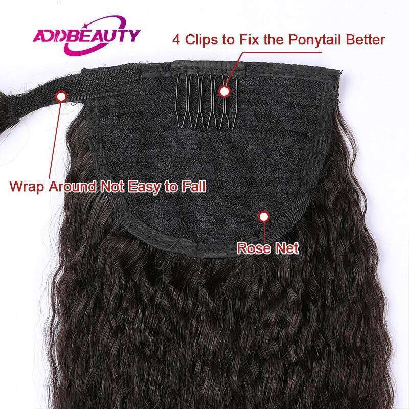 Yaki Straight Clip in Remy Hair Extension Drawstring Ponytail Wrap Around Women Human Hairpiece Style