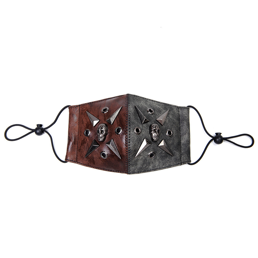 Punk Halloween PU Leather Protective with Filter Dustproof PM2.5 Haze Adult Face Mask ddmymoon