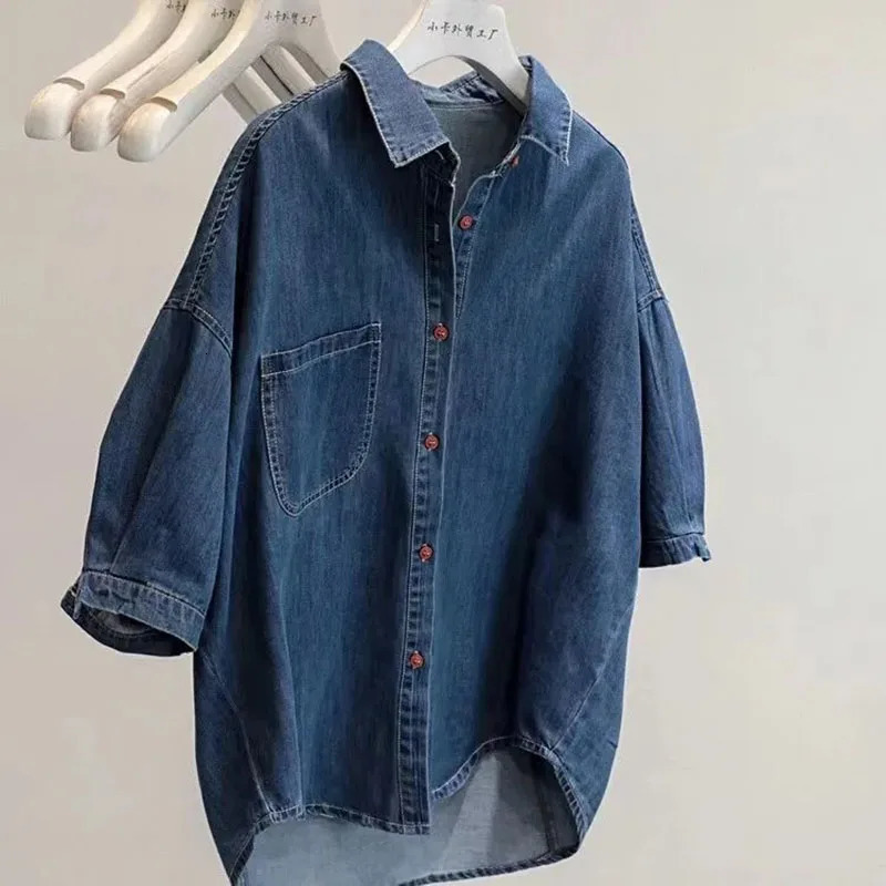 Summer Denim Jacket Women 2025 Retro Fashion Short Sleeved Blast The Street Sportswear Cow Coat Female Casual Ladies Tops 250728
