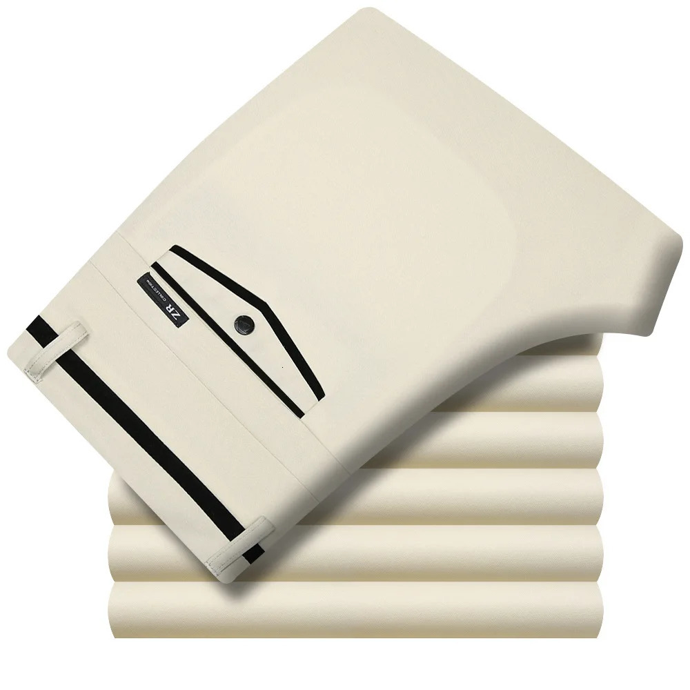 Spring Summer Suit Trousers For Men Straight flat linen Black Pants Business Formal Dress Big Size 2940 250724