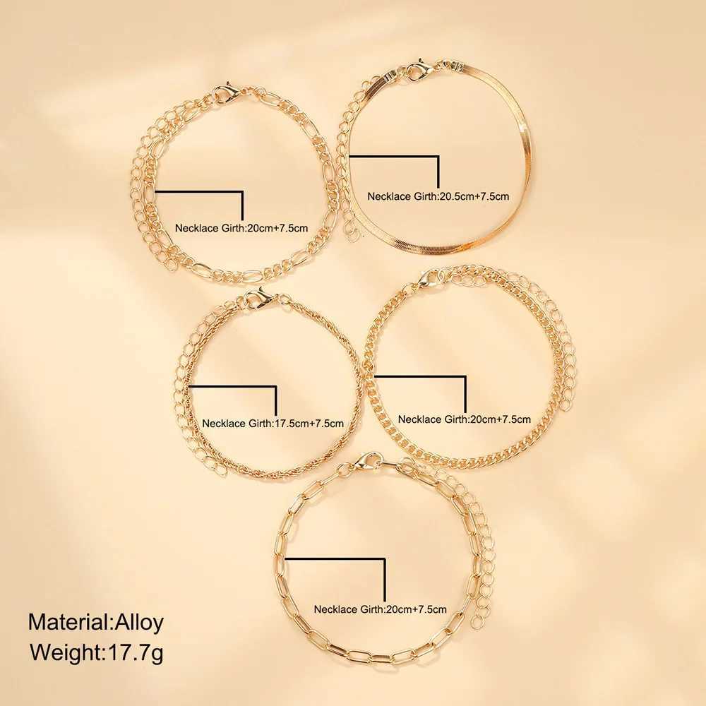 6Pcs Classic Snake Chain Bracelets for Women Trend Gold Plated Cuban Chain Bracelet Trendy Womens Gifts Jewelry 2024 Trendy W250728