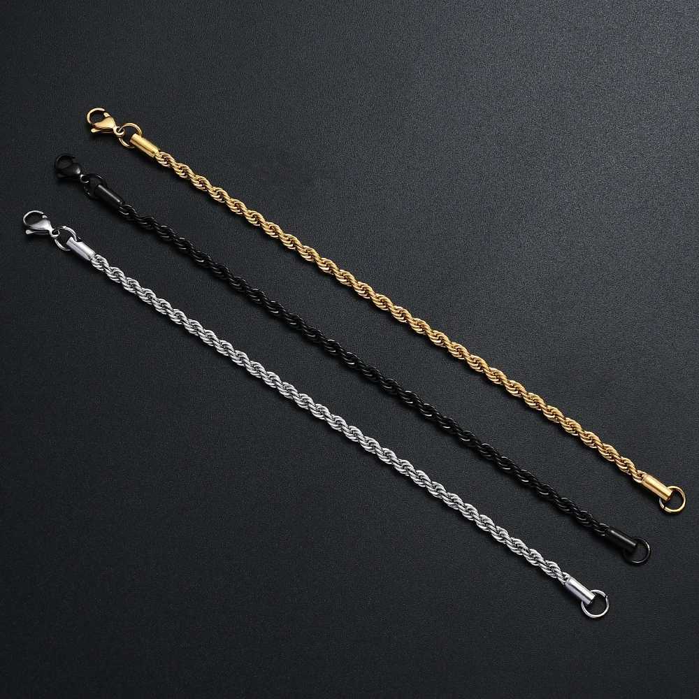 316L Stainless Steel Golden Black Twisted Rope Chain Bracelet for Men and Women Fashion Gift Jewelry Wholesale Price W250728