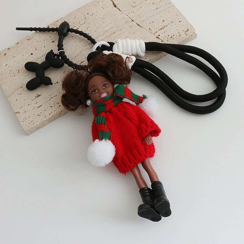 Bag Charms Bag Pendant High-End Fashionable Black Doll Keychain Backpack Strap