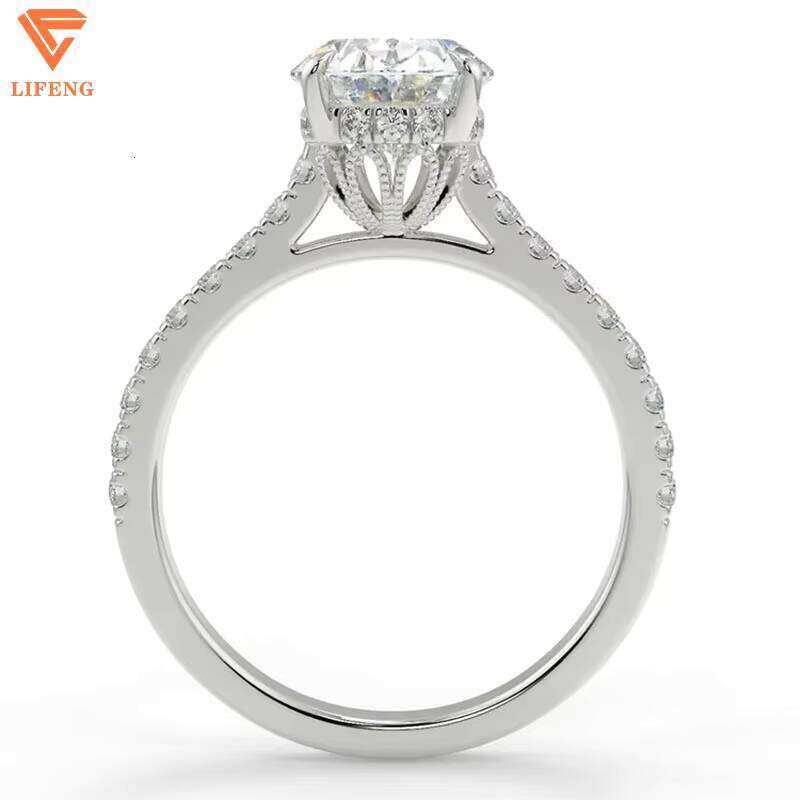 Custom 1ct 2ct Lab Grown Dia Engagement Ring IGI Certified Oval Cut Solid Gold Rings for Women
