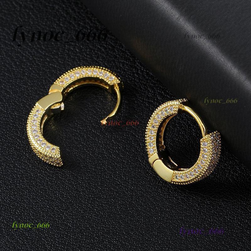 New Fine Jewelry HipHop Iced Out Moissanite Diamond Yellow Gold Color 925 Sterling Silver VVS Moissanite Stud Earring for Unisex