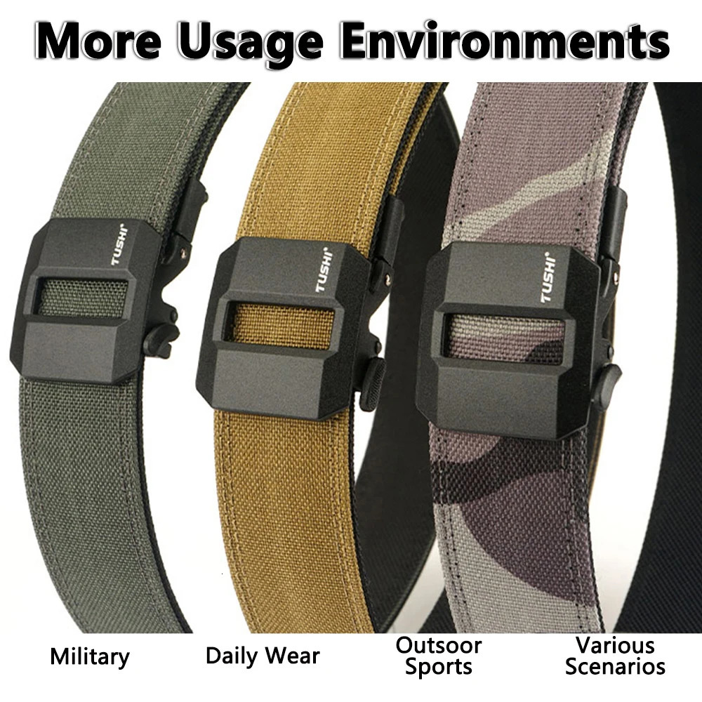 TUSHI Belt Hard Tactical for Men Metal Automatic Buckle IPSC Gun 1100D Nylon Military Outdoor Sports Girdle Male 250716