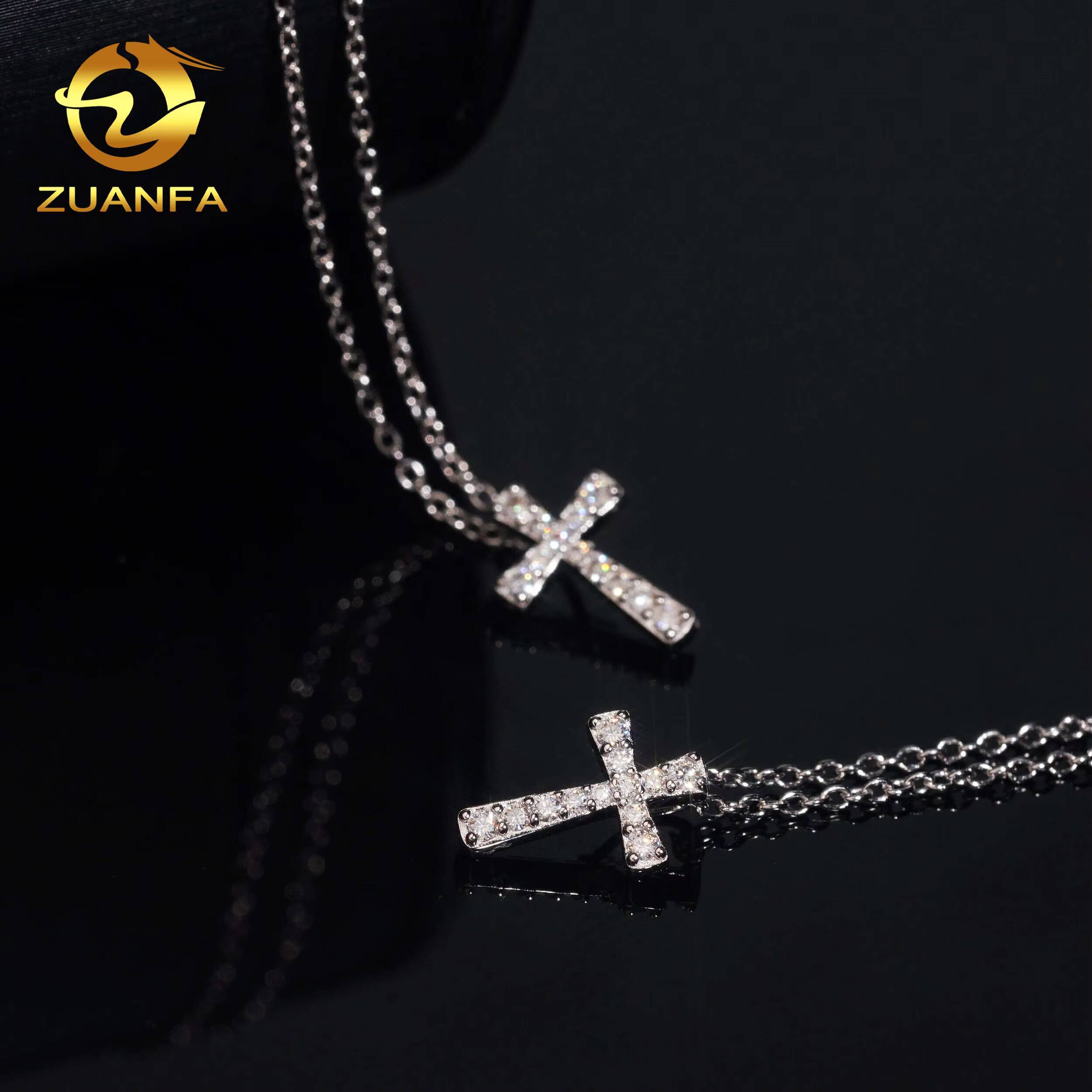 USA Local Stock Classic Iced Out Hip Hop Style Link Chain 925 Silver VVS Moissanite Diamond Women Jewelry Cross Pendant Necklace