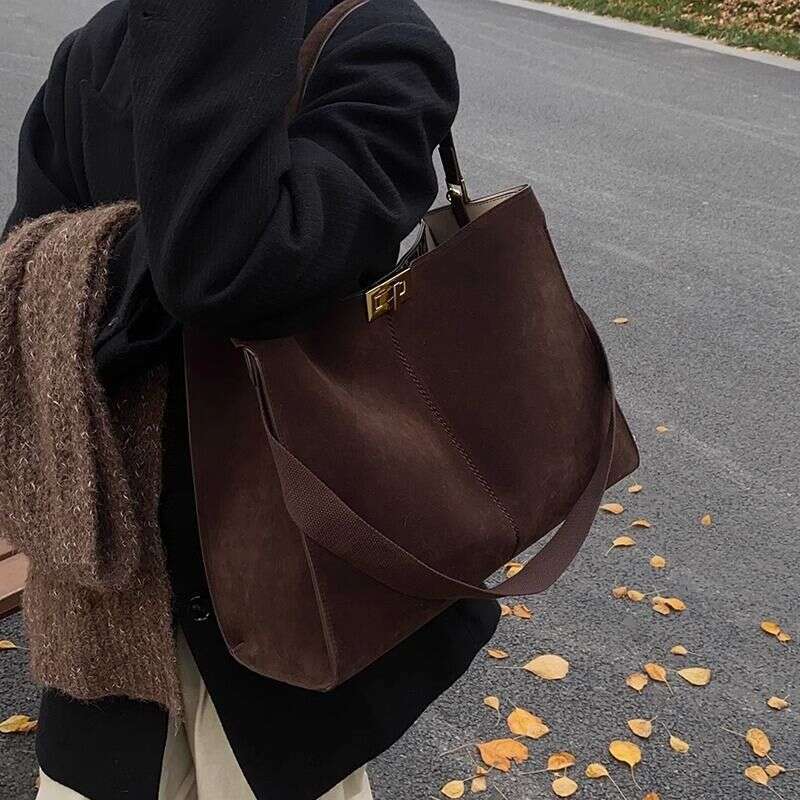 toteBag Shoulder bag ROSE NOIRE Maillard Suede For Women 2025 New High-Quality Texture Large Capacity Commuter Shoulder Bag Handbag