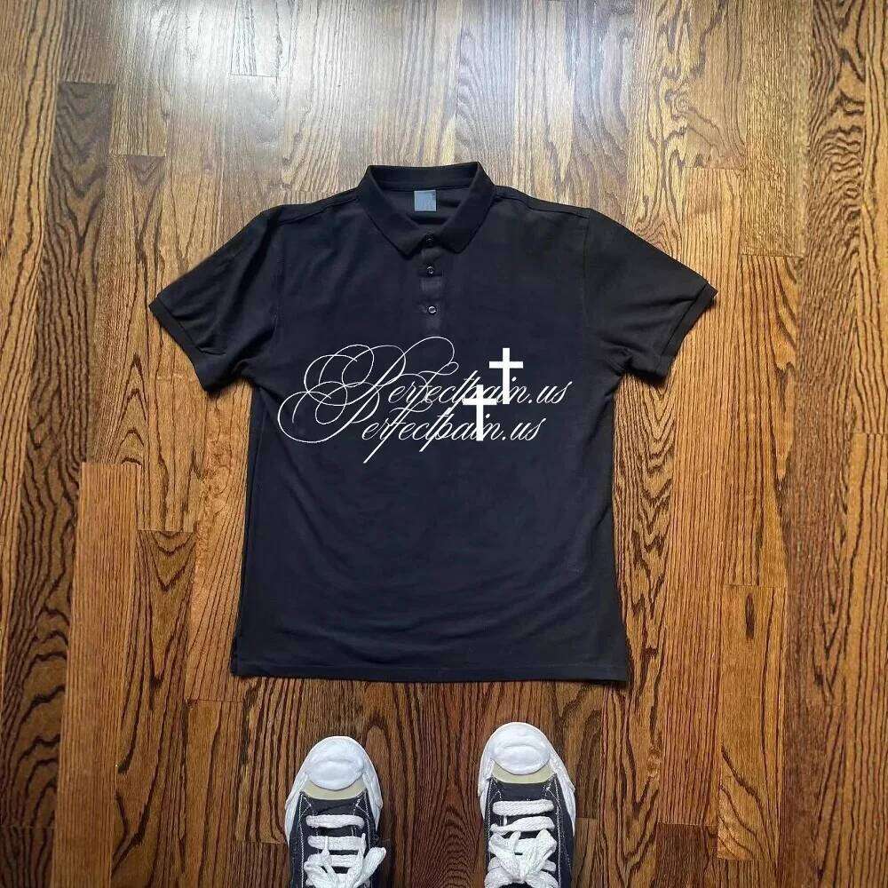 European And American Short Sleeved Summer Letter Printed Polo Shirt T-Shirt High Street Y2k Retro Top Casual Wear