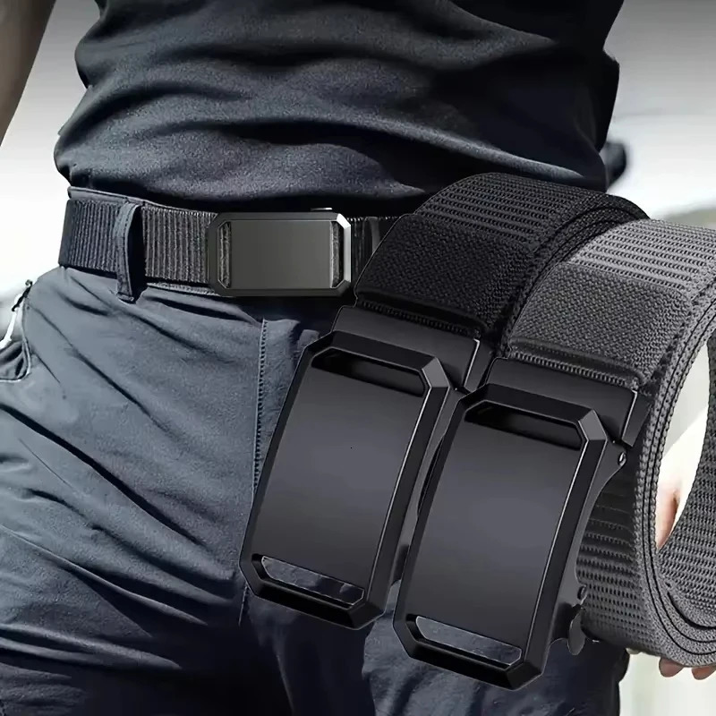 Men Automatic Buckle Belt Canvas Tactical Workwear Casual Outdoor Training Unisex Pants Accessories Fashion Waistband 250716