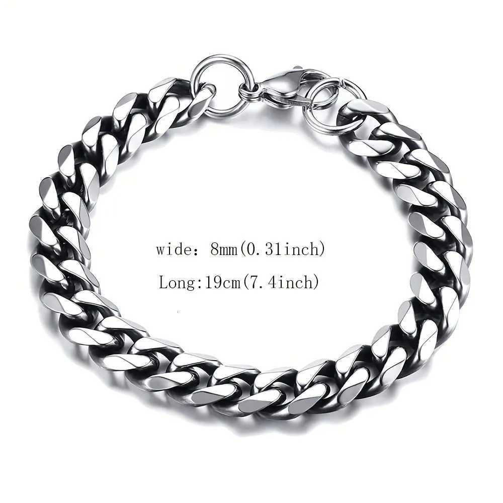 1pc Stainless Steel Cuban Chain Bracelet Mens Hip-hop Punk Street Accessories American W250728
