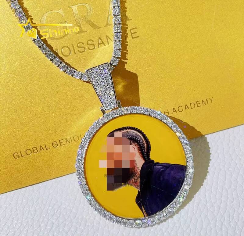 GRA Certificated Pass Diamond Tester 45MM Picture Photo Memory Custom Moissanite Hip Hop Pendant
