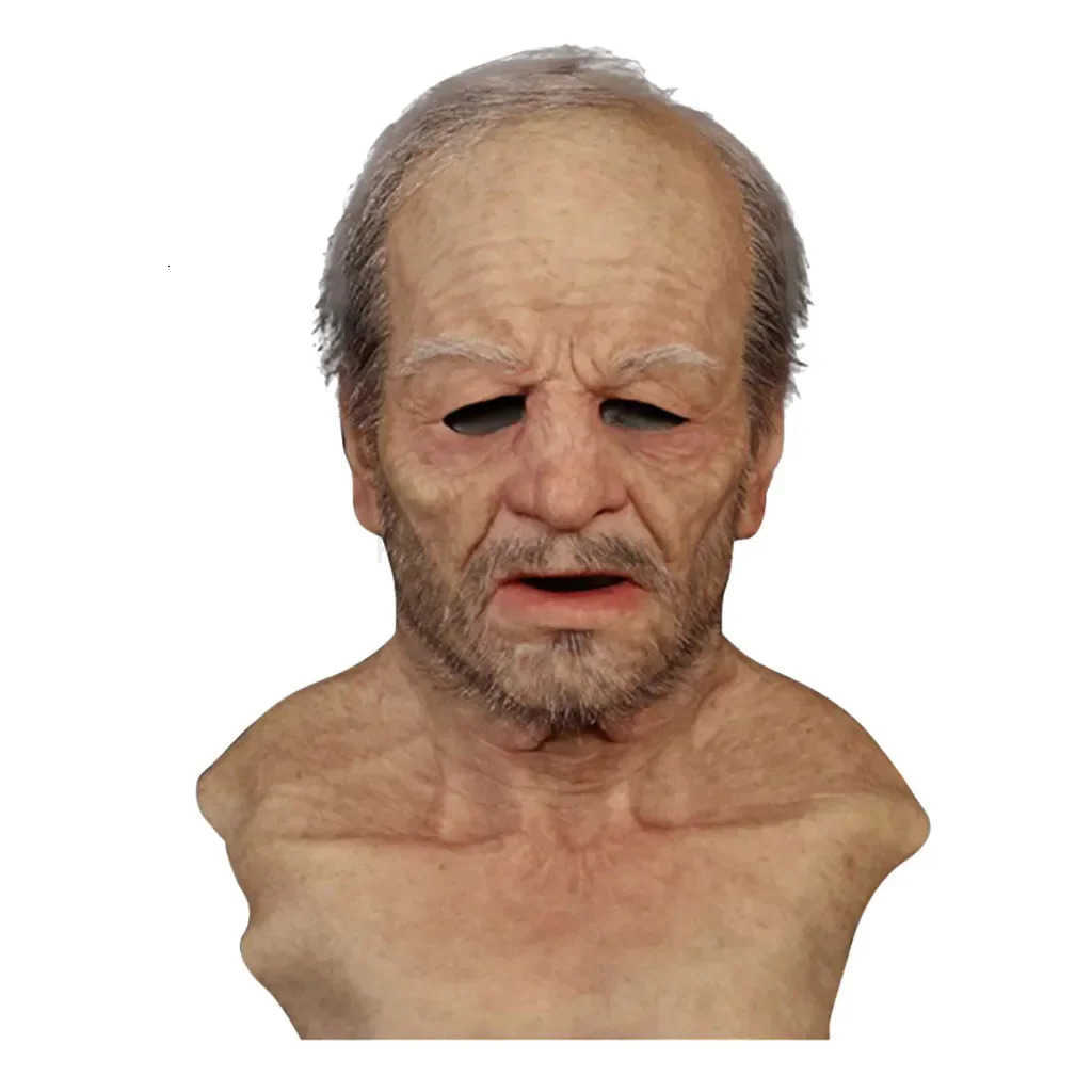 Funny Silicone Party Mask Elderly Man Wrinkle Full Head Grandpa Devil Costume Latex Mask Cosplay Halloween Masks M250728