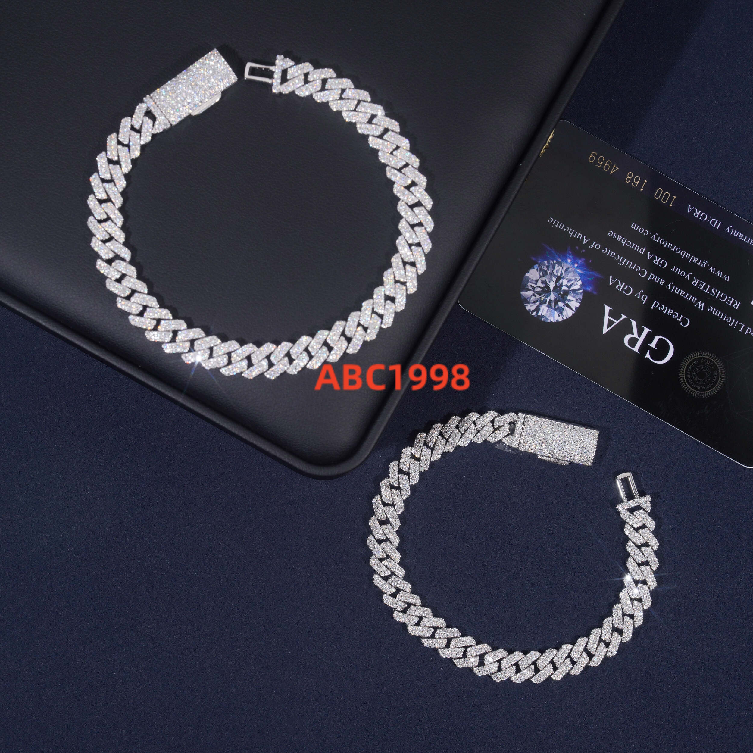 Fast Shipping 2Rows 8MM Iced Out Diamond Cuban Chain Hip Hop Style Vvs Moissanite Cuban Link Bracelet Men