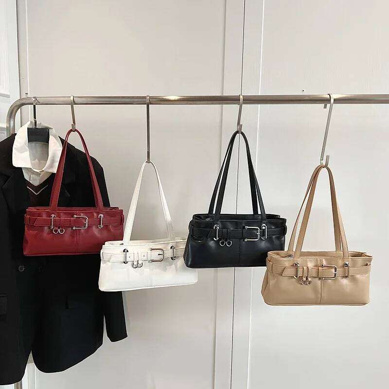 LEFTSIDE Small PU Leather Solid Color Underarm Bags for Women Y2K Ladies Shoulder Females Handbags and Purses Tote Bag