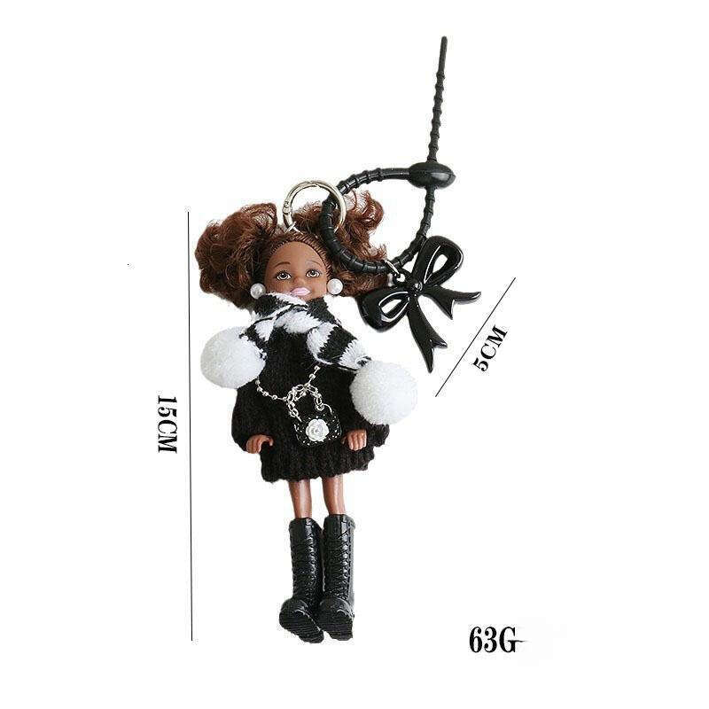 Bag Charms Bag Pendant High-End Fashionable Black Doll Keychain Backpack Strap